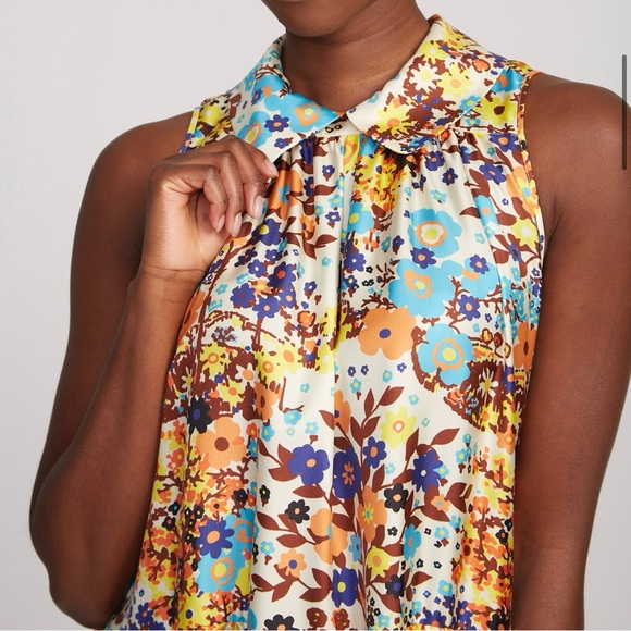 NEW Odeeh Floral Cream Silk Dress Size 4 - Picture 2 of 9